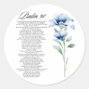 Psalm 91 Aquarell Blaue Blume Bibel Schriften Runder Aufkleber