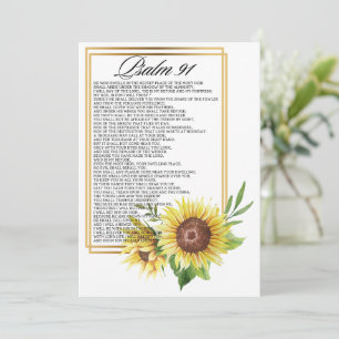Psalm 91 Aquarell-Sonnenblumenrahmen-Schriften Feiertagskarte