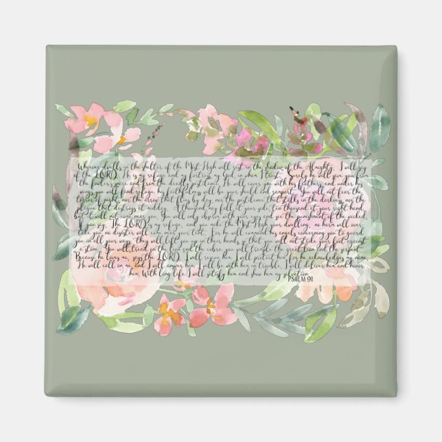 Psalm 91 Aquarellschrift Kunst Magnet (Vorne)