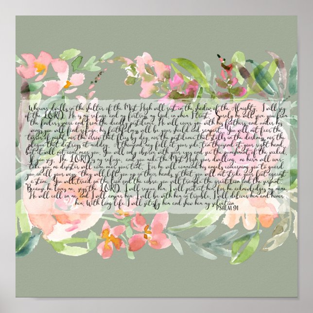 Psalm 91 Aquarellschrift Kunst Poster (Vorne)