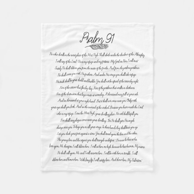 Psalm 91 Bibeldesign Feather Christlich Fleecedecke (Vorderseite)