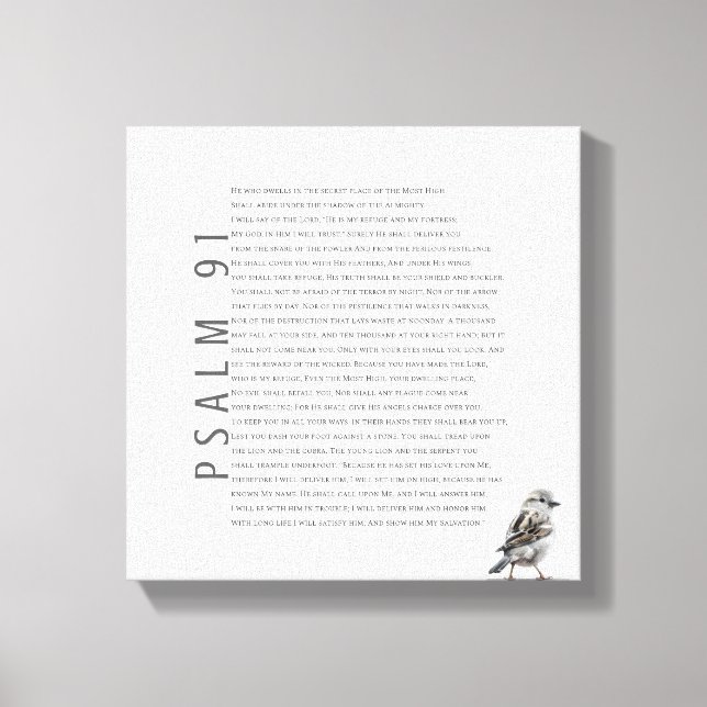 Psalm 91 Bibelschrift Christlicher Vogelkunstzeich Leinwanddruck (Vorderseite)