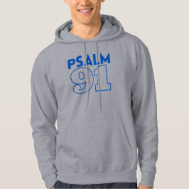 Psalm 91 Bibelverse mit blauem, fett Design Hoodie