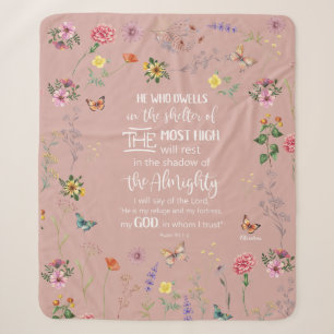 Psalm 91 Bibelverse Wilde Blume Sherpa Blanket Sherpadecke
