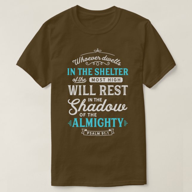 Psalm 91 Bibelverse Zitat Almighty Protection Ref T-Shirt (Design vorne)