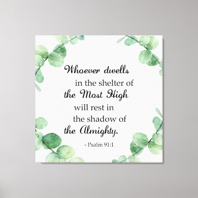 Psalm 91 Christlich Faith Eukalyptus Wreath Bibel Leinwanddruck (Vorderseite)