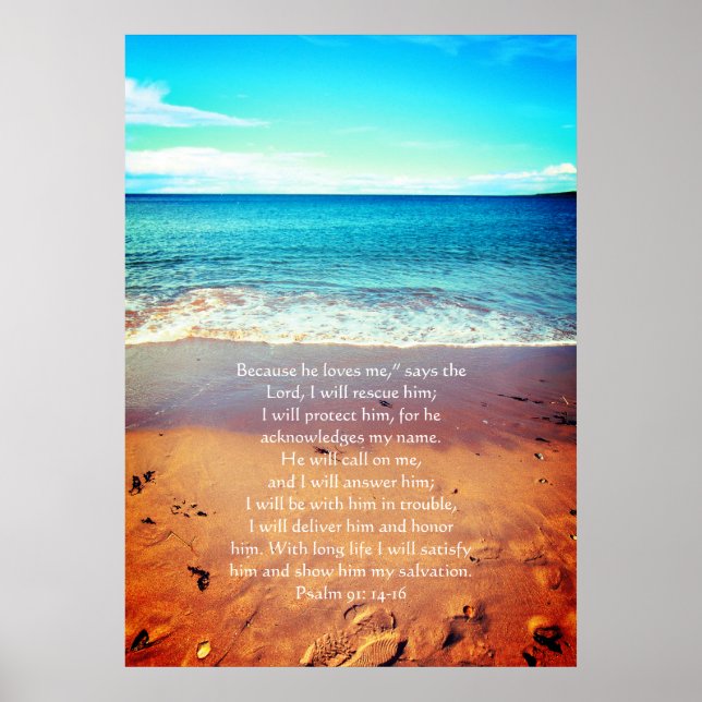 Psalm 91, Christliches Poster mit Meereswellen & S (Vorne)