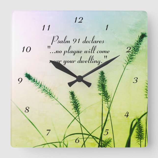 Psalm 91 Es wird keine Pest in der Nähe Ihrer Wohn Quadratische Wanduhr (Vorderseite)