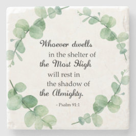 Psalm 91 Eukalyptus-Kranz christliche Glaubensbibe Steinuntersetzer