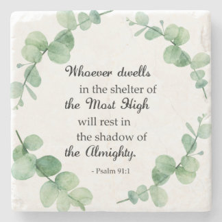 Psalm 91 Eukalyptus-Kranz christliche Glaubensbibe Steinuntersetzer