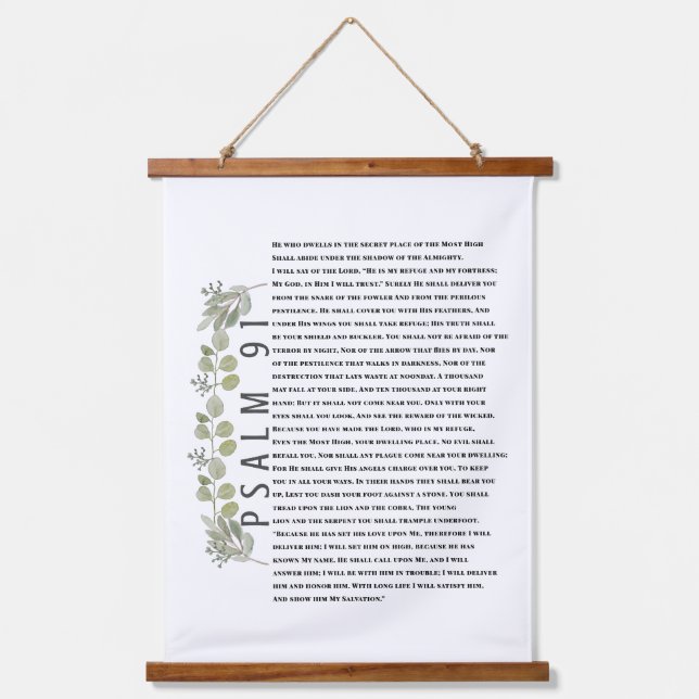 Psalm 91 Eukalyptus Verlasse Bibelverse Christlich Wandteppich Mit Holzrahmen (Vorderseite)
