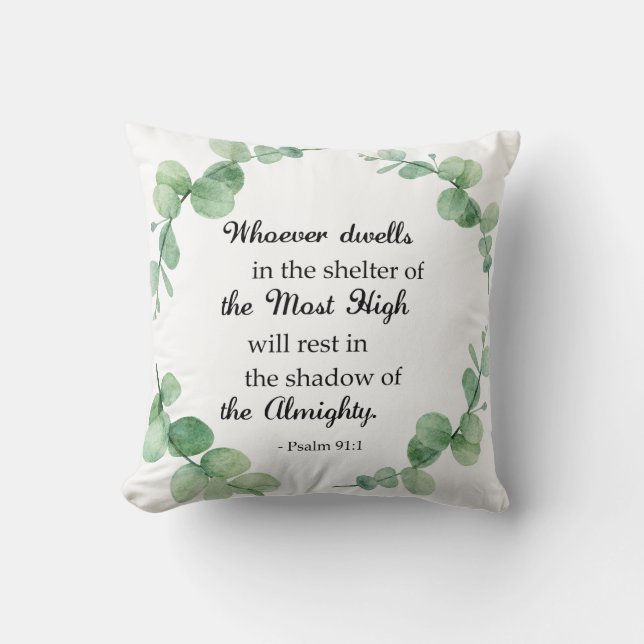 Psalm 91 Eukalyptus Wreath Bibel Zitat Christlich Kissen (Vorderseite)