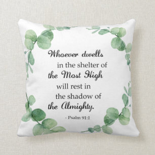 Psalm 91 Eukalyptus Wreath Bibel Zitat Christlich Kissen