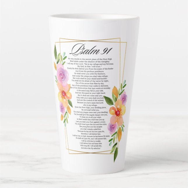 Psalm 91 Geometrischer Rahmen für Blumen Milchtasse (Vorderseite)