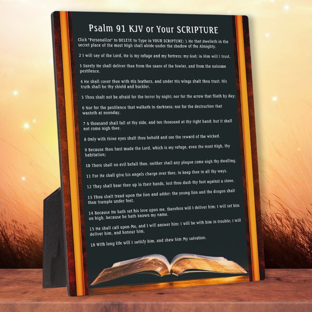 Psalm 91 gifts or Your Favorite Scripture Plaque, Fotoplatte (Psalm 91 prayer personalized for family and friends. Psalm 91 personalised. Psalms 91 plaque, KJV.)