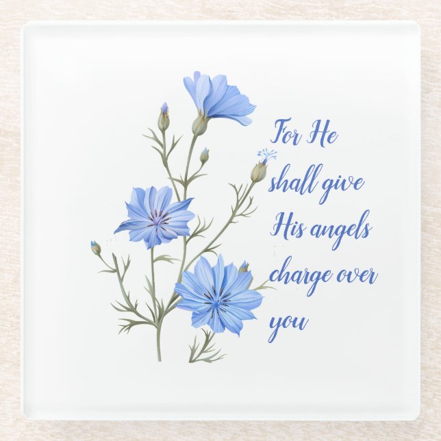 Psalm 91  He Shall Give His Angels Inspirational Glasuntersetzer (Vorderseite)