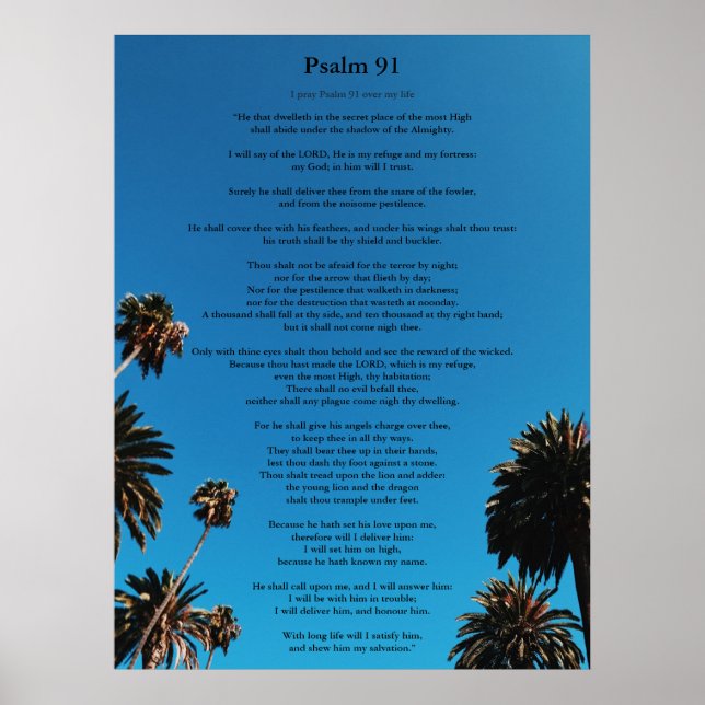 Psalm 91 King James Version Christlich Name hinzuf Poster (Vorne)
