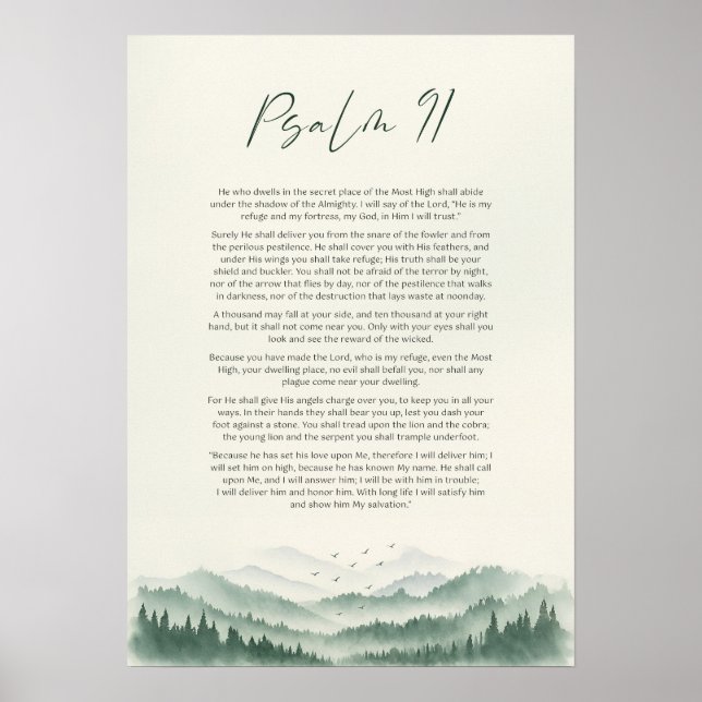 Psalm 91 Mountain Vertical Print: Christliches Skr Poster (Vorne)