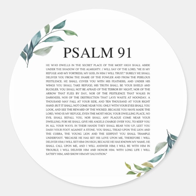 Psalm 91 NKJV Runder Aufkleber (Vorderseite)
