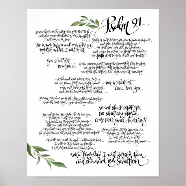 Psalm 91 Poster HAND LETTERED | Biologischer Schut (Vorne)