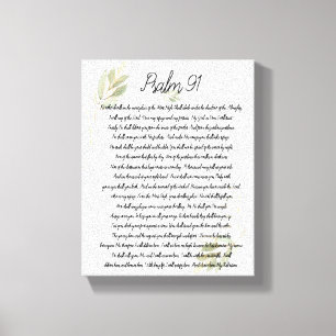 Psalm 91 Schrift Bibel Kunst Aquarell Blätter Leinwanddruck