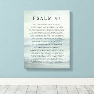Psalm 91 Schrift weiches aquablaues ruhiges Meer Leinwanddruck