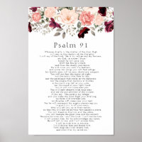 Psalm 91 Scripture Burgundy Blush Bloral