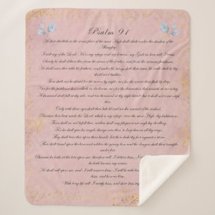 Psalm 91, Scripture & Eukalyptus-Blätter, rosa Sherpadecke