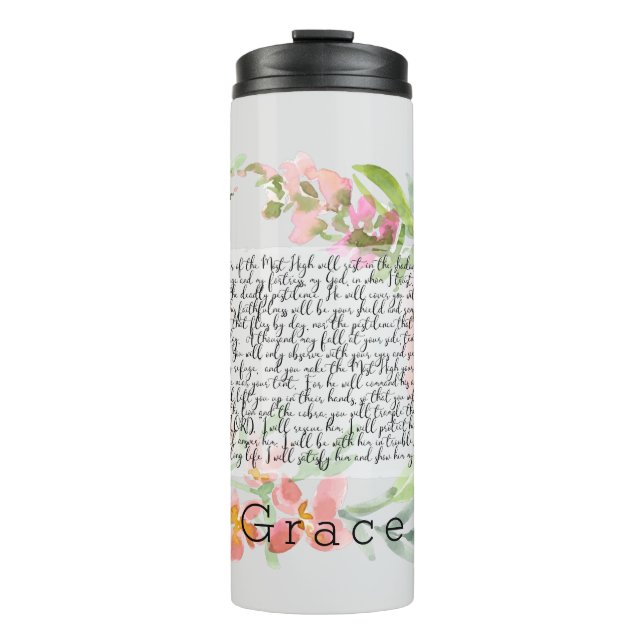 Psalm 91 Wasserfarben-Schrift-Kunstmagnet Thermosbecher (Vorderseite)