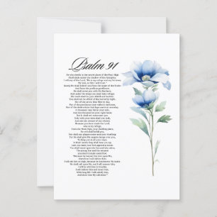Psalm 91 Watercolor Blue Blume Bible Scriptures Postkarte