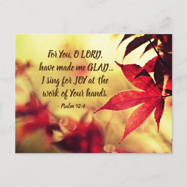 Psalm 92:4 Für dich, o Herr LORD, habe mich GLAD g Postkarte (Vorderseite)