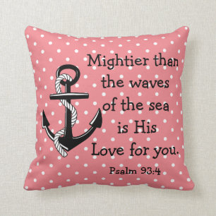 Psalm 93 mächtiger als das Meer, schwarzer Kissen