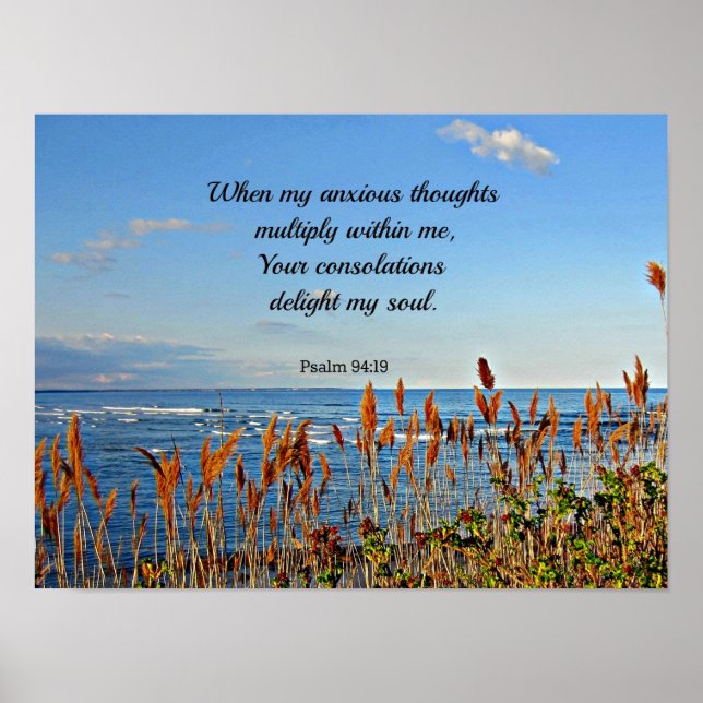 Psalm 94:19 Wenn meine ängstlichen Gedanken.. Poster (Vorne)