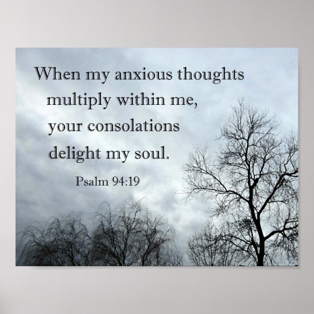 Psalm 94:19 Wenn sich meine ängstlichen Gedanken v Poster (Vorne)