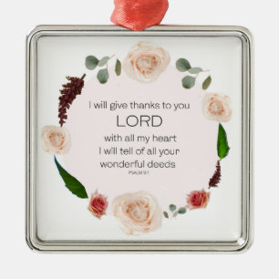 Psalm 9:1, Bibel Verse Metal Ornament Aus Metall