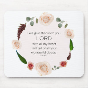 Psalm 9:1, Bibelverse Mousepad
