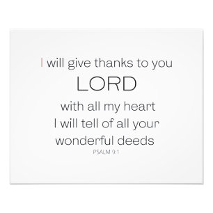 Psalm 9, ich danke Ihnen, Herr LORD, Fotodruck