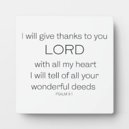 Psalm 9, ich danke Ihnen, Herr LORD, Fotoplatte