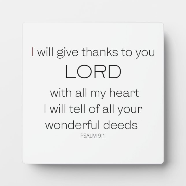 Psalm 9, ich danke Ihnen, Herr LORD, Fotoplatte (Vorderseite)