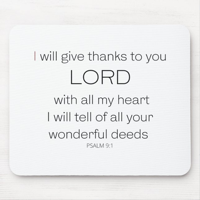 Psalm 9, ich danke Ihnen, Herr LORD, Mousepad (Vorne)