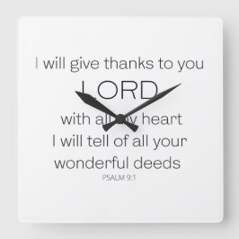 Psalm 9, ich danke Ihnen, Herr LORD, Quadratische Wanduhr