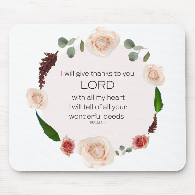 Psalm 9, wird Ihnen alle Ihre wunderbaren Taten bl Mousepad (Vorne)