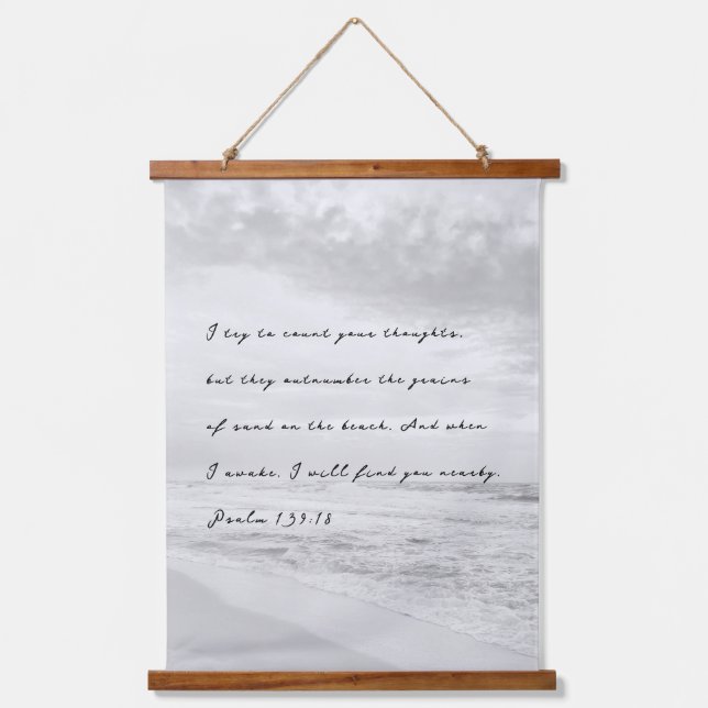 Psalm-Bibel aus schwarzem und weißem Meer Wandteppich Mit Holzrahmen (Vorderseite)