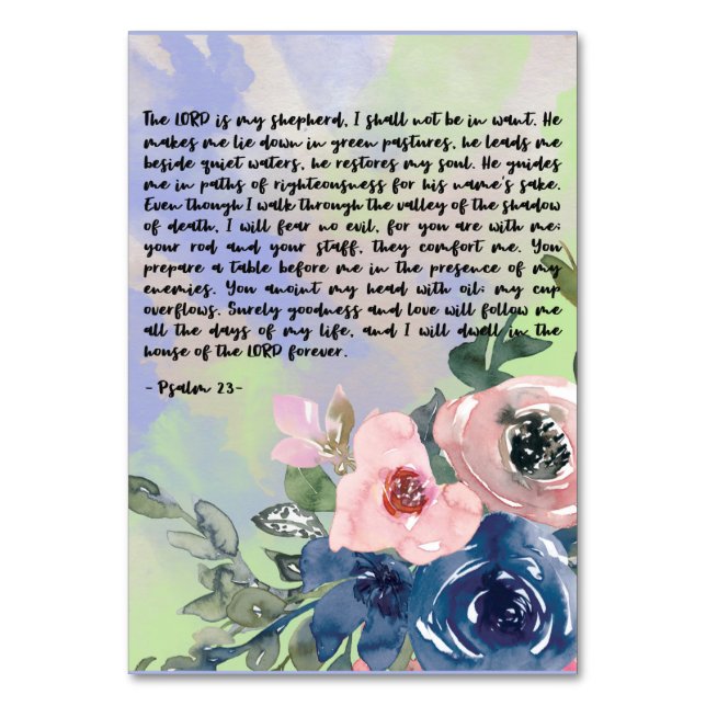 Psalm Bibel Verse Card Tischnummer (Rückseite)