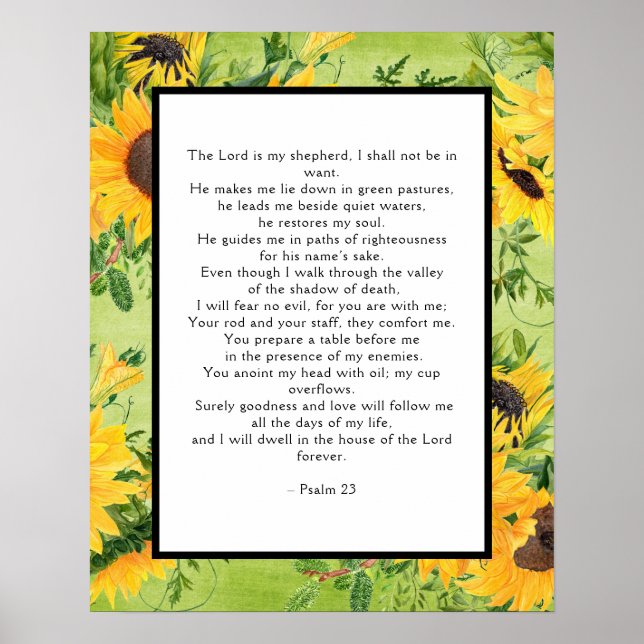 Psalmen 23 Goldene Sonnenblumen Grenze Poster (Vorne)