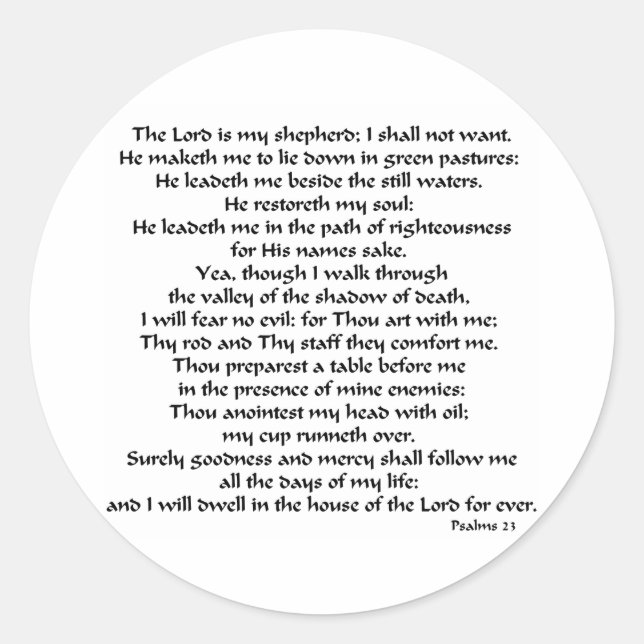 Psalmen 23 runder aufkleber (Vorderseite)