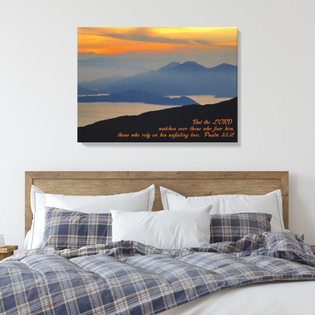 Psalmen 33:18 Inspirationsreiche Leinwand Print (Insitu (Schlafzimmer))