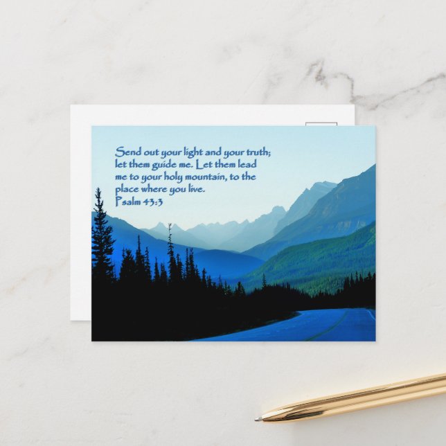 Psalmen 43:3 Inspiration Postkarte (Vorderseite/Rückseite Beispiel)