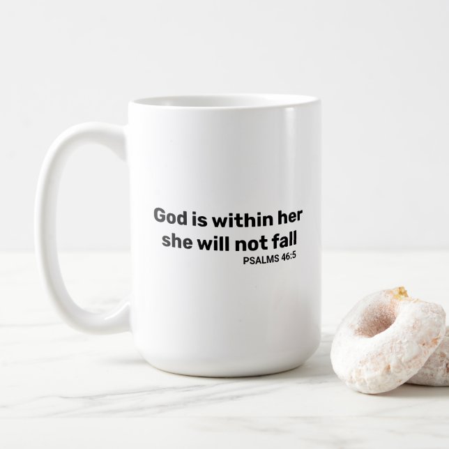 Psalmen 46:5 Gott ist in ihrem Bibelverse Kaffeetasse (Mit Donut)