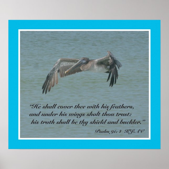 Psalmen 91:4 Schrift Drucken Poster (Vorne)